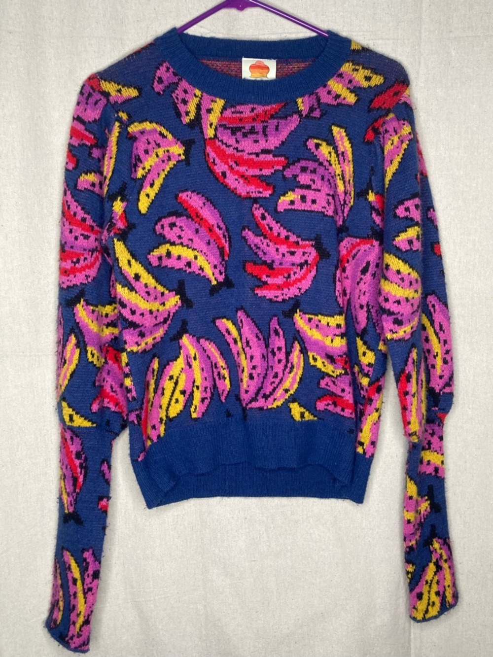 Farm Rio Banana Bunch Bishop Sleeve Sweater Size Small
